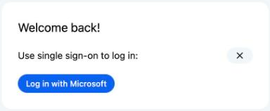 The Welcome back! login screen with the Log in with Microsoft button