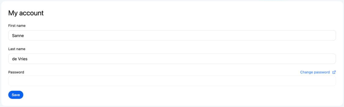 My account with the Change password link