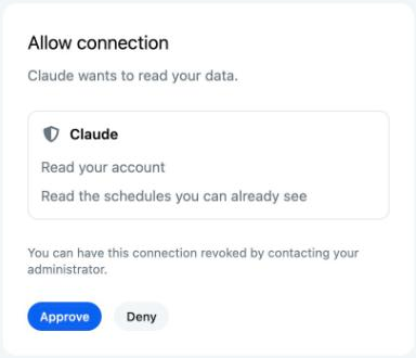 The Allow connection screen with the Approve and Deny buttons