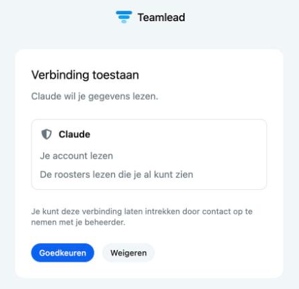 Het scherm Verbinding toestaan met de knoppen Goedkeuren en Weigeren